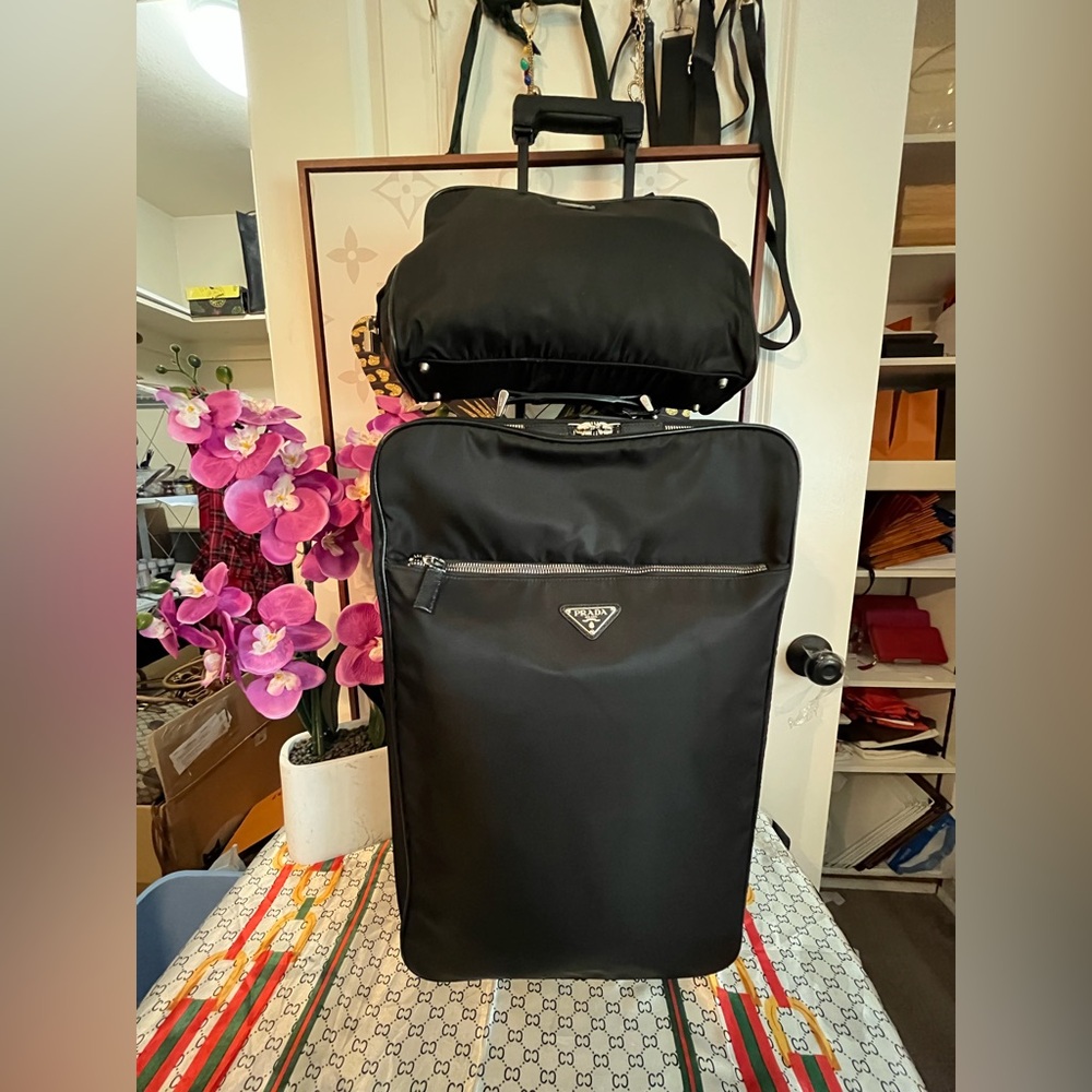 Prada Black Travel Bag with free PRADA NYLON BAG